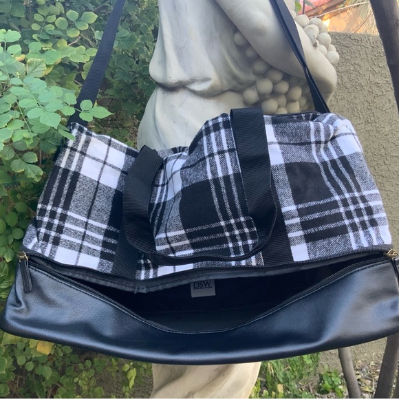 DSW black/white Plaid Weekender Bag - Picture 8 of 10